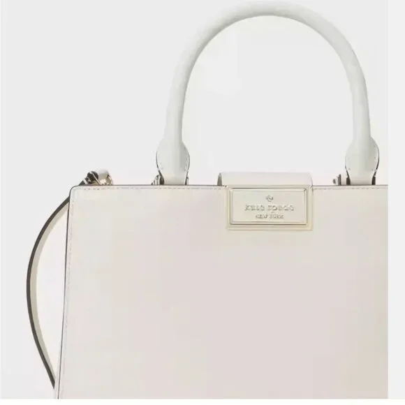 Kate Spade Reegan Top Handle Smooth Leather Satchel Crossbody Purse - Meringue